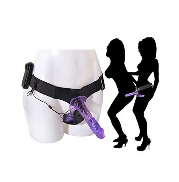 BAILE - Multi-speed Vibrating Lesbian Wearable Dual-Dildo Strap ons (L:17cm - D:4cm)